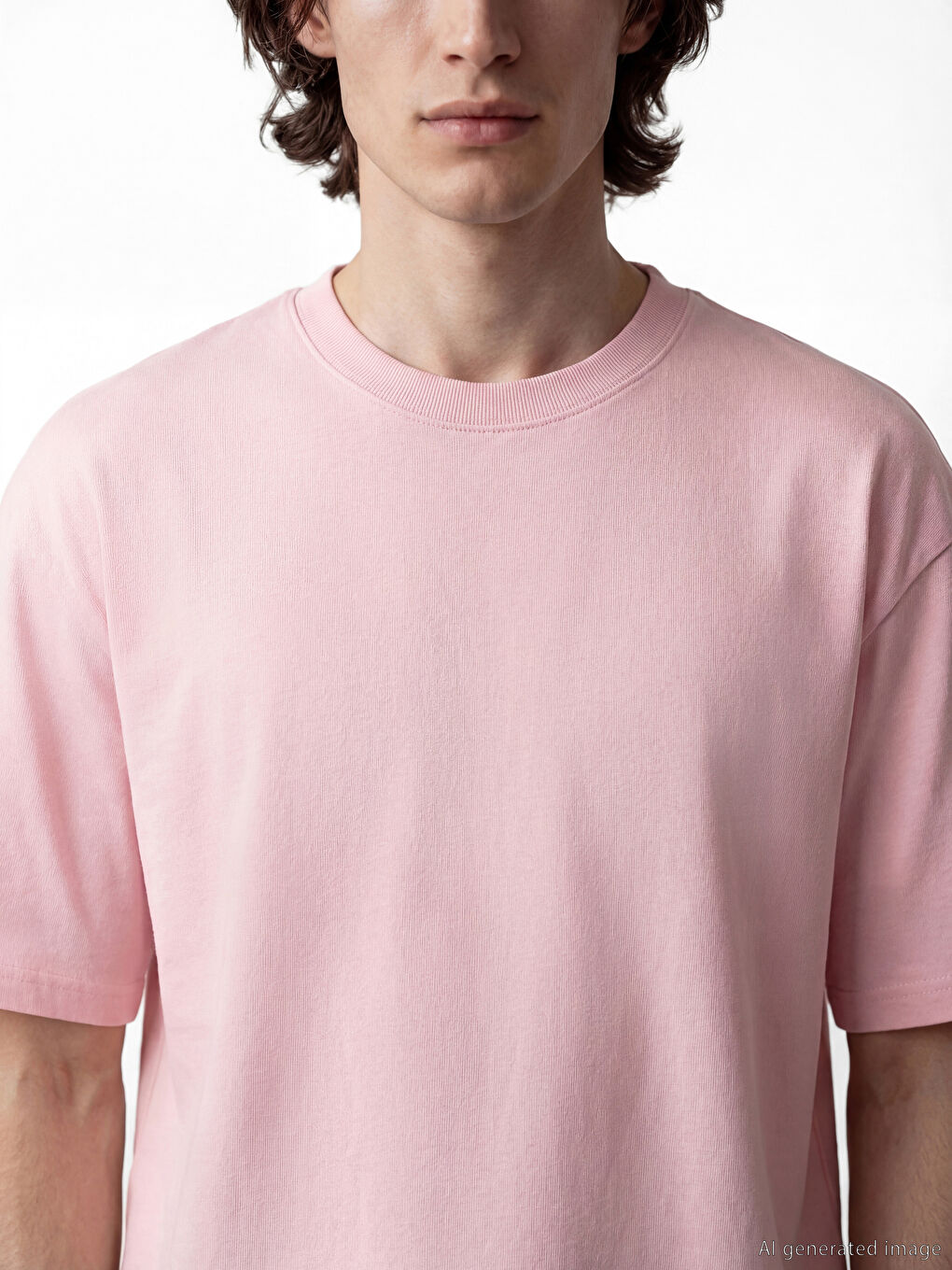 تي شيرت أساسي سميك بفتحة واسعة من قطن 100%-2