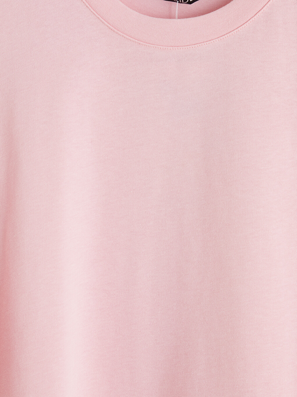 Pembe %100 Pamuk Boxy Fit Basic Kalın Tişört-6