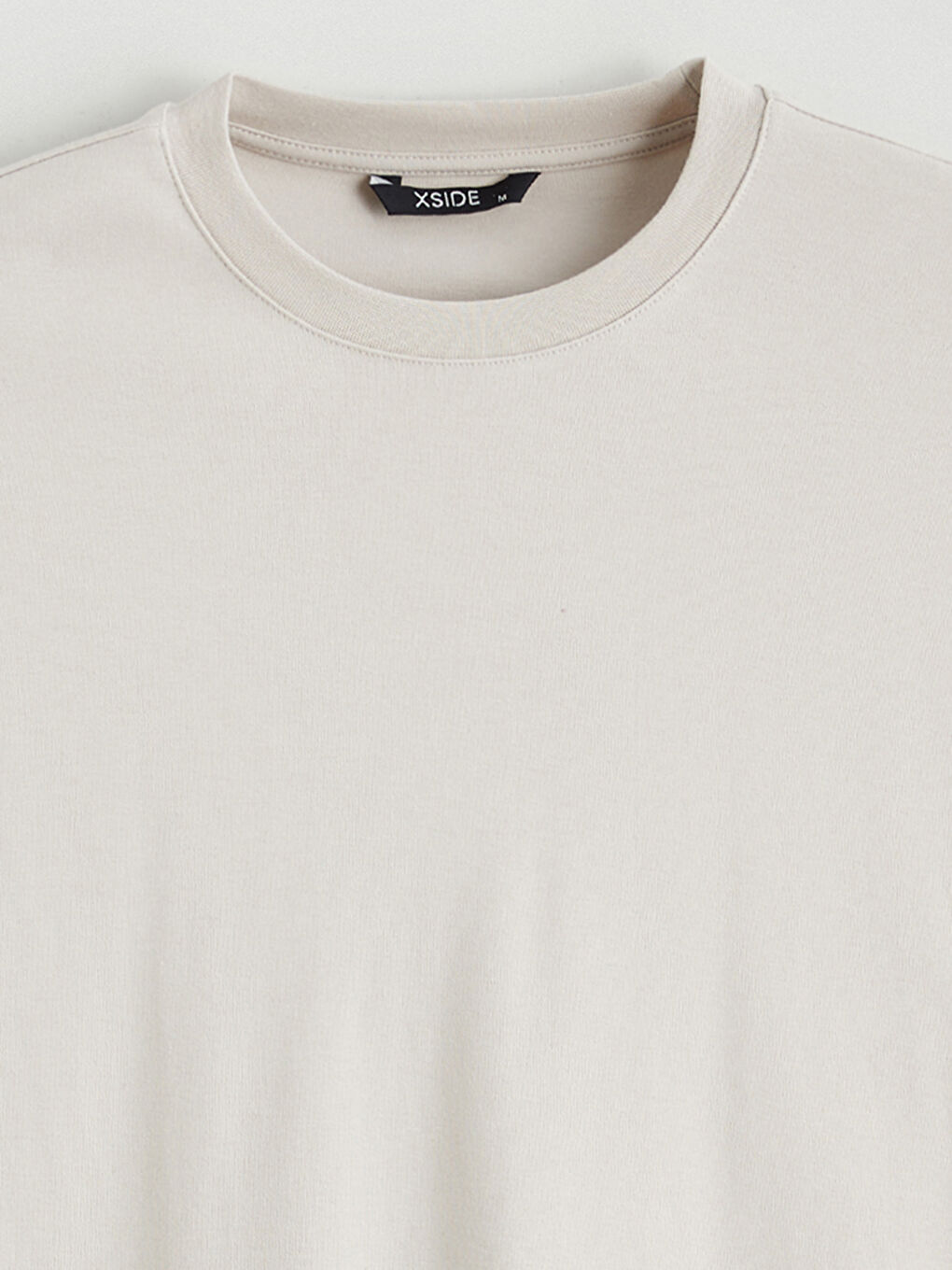 Bej Bisiklet Yaka Erkek Tişört-6