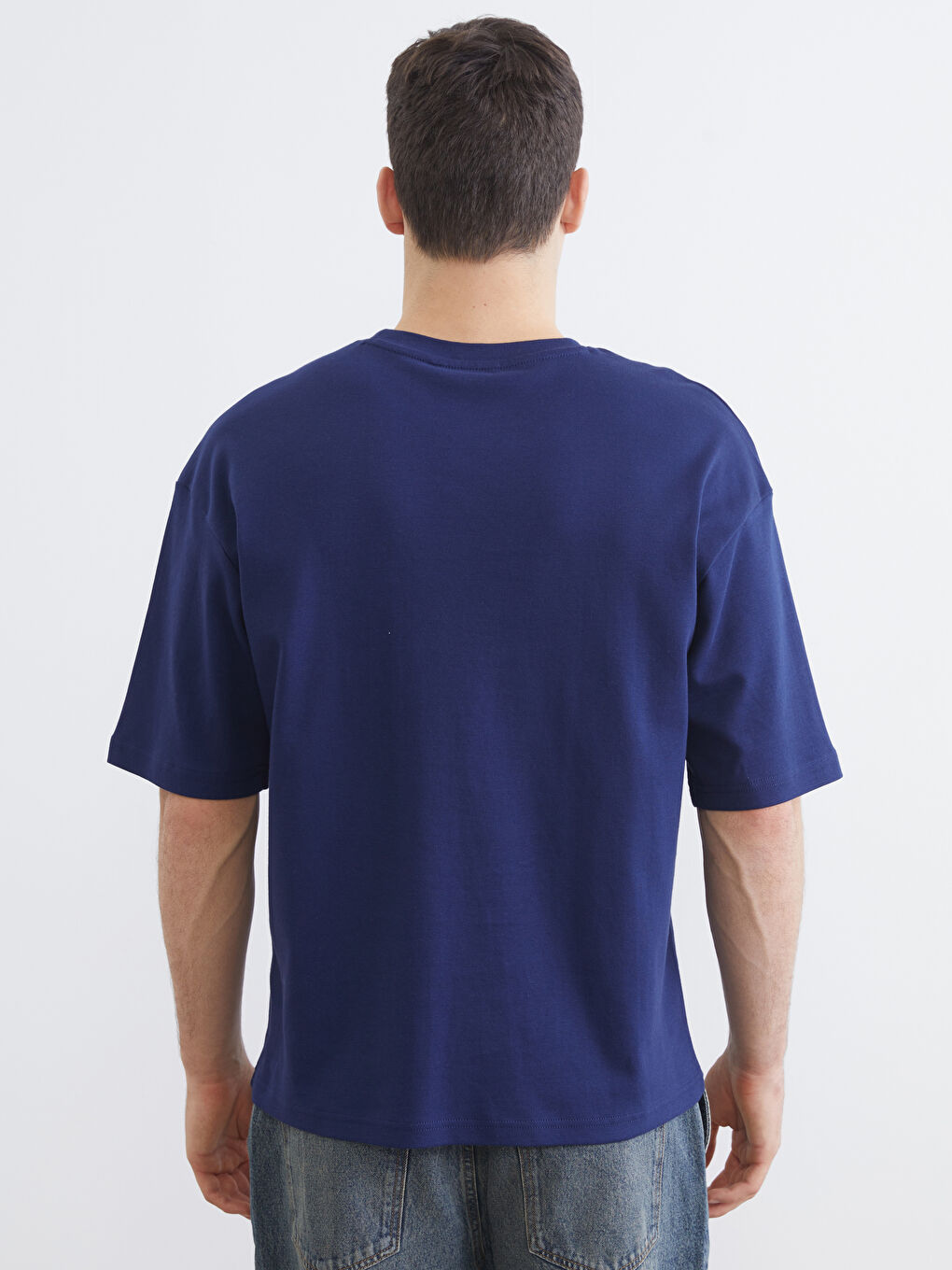 Lacivert Bisiklet Yaka Erkek Tişört