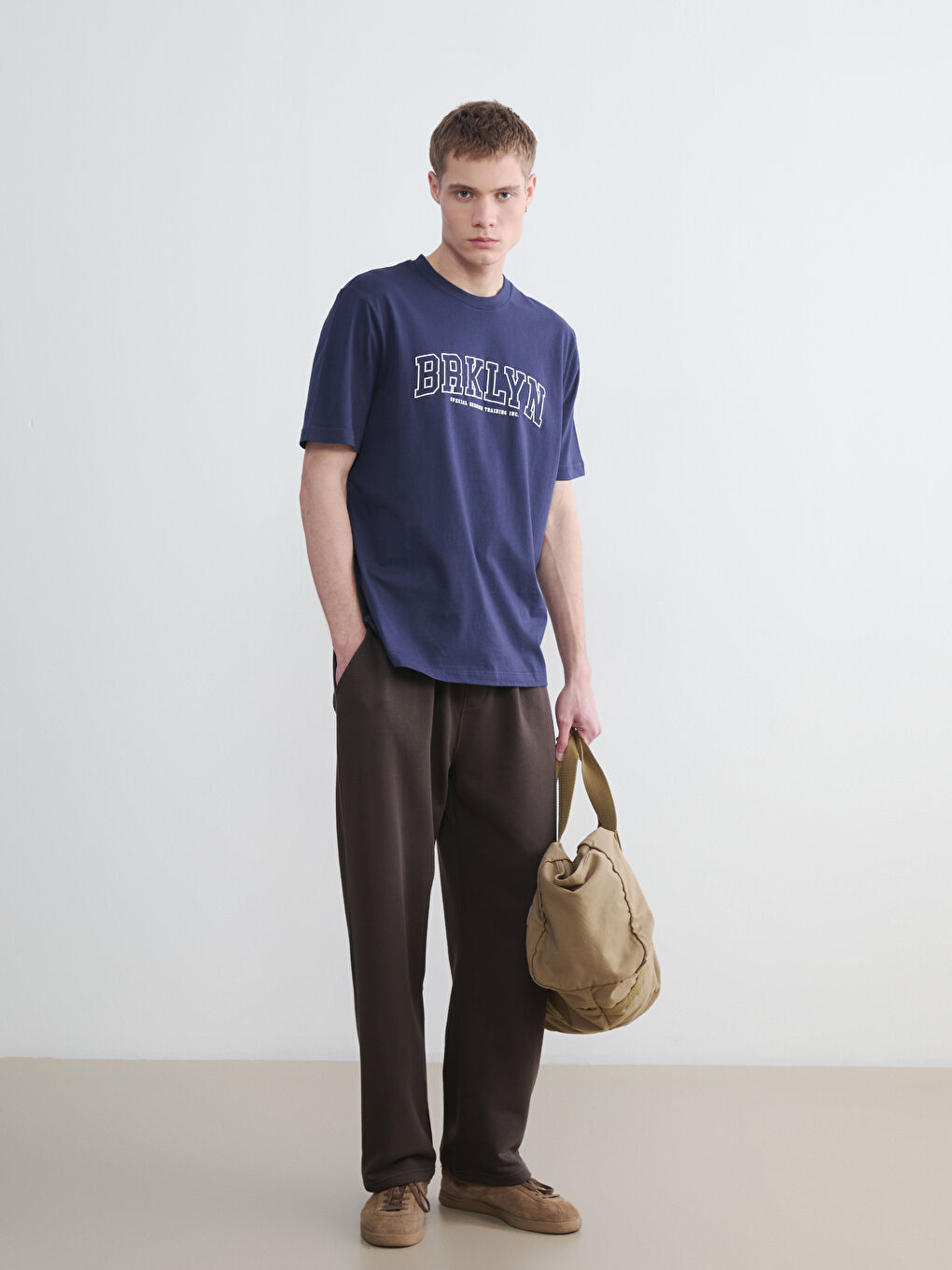 Kahverengi Bol Kalıp Bol Paça Erkek Eşofman Altı