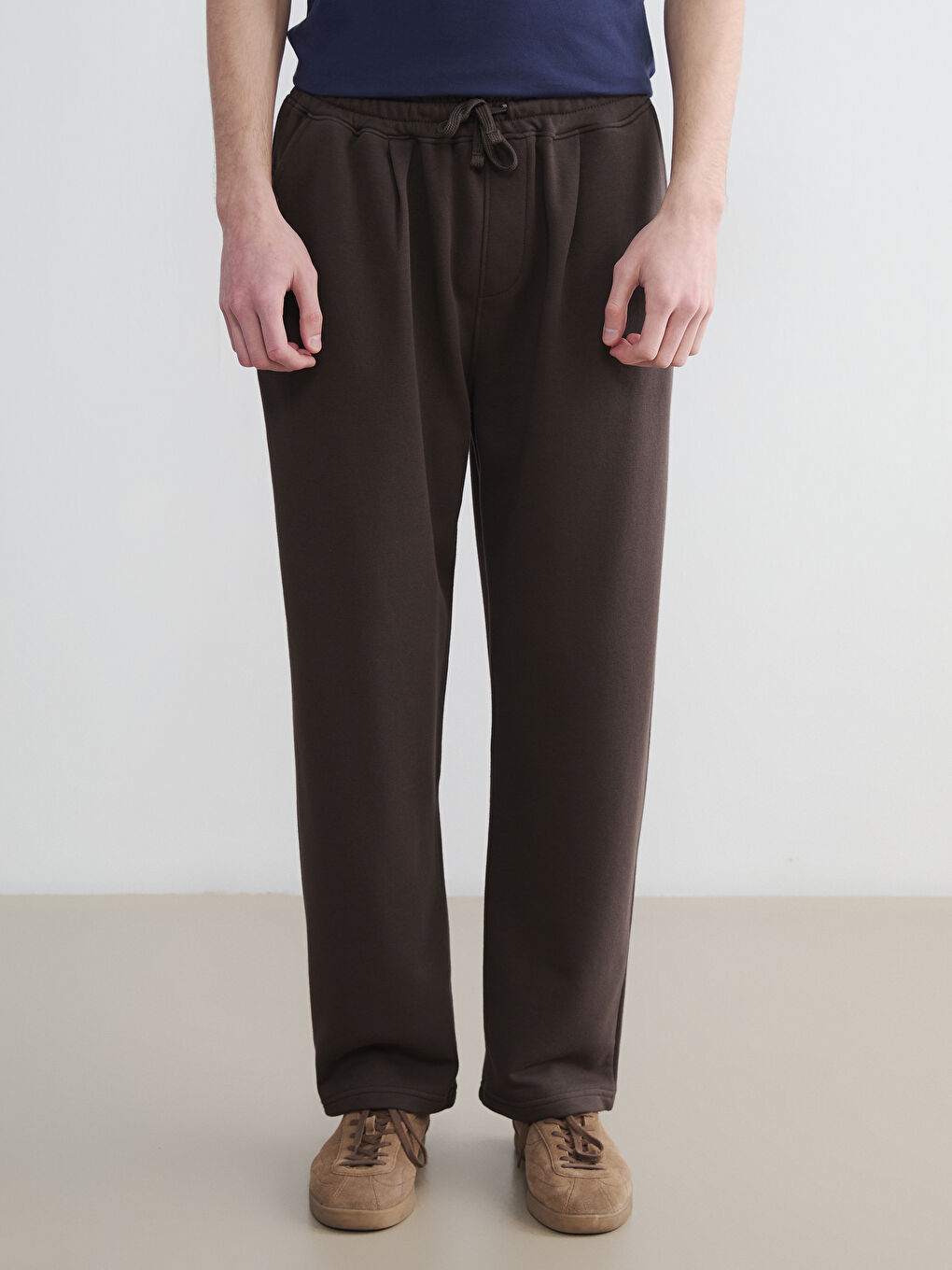 Kahverengi Bol Kalıp Bol Paça Erkek Eşofman Altı-1