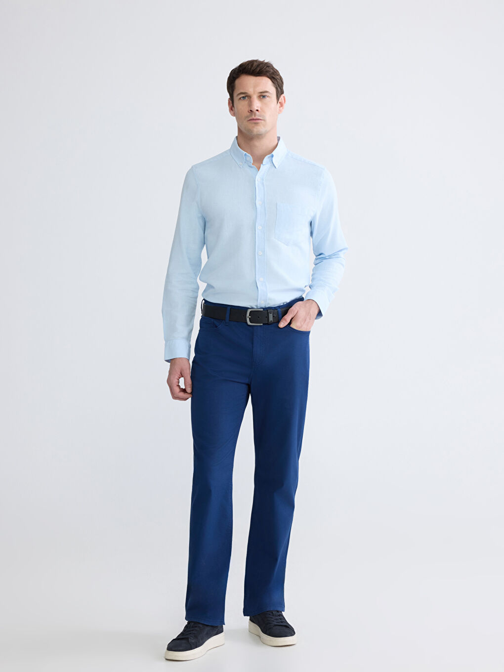 Mavi Regular Fit Keten Karışımlı Erkek Gömlek-1