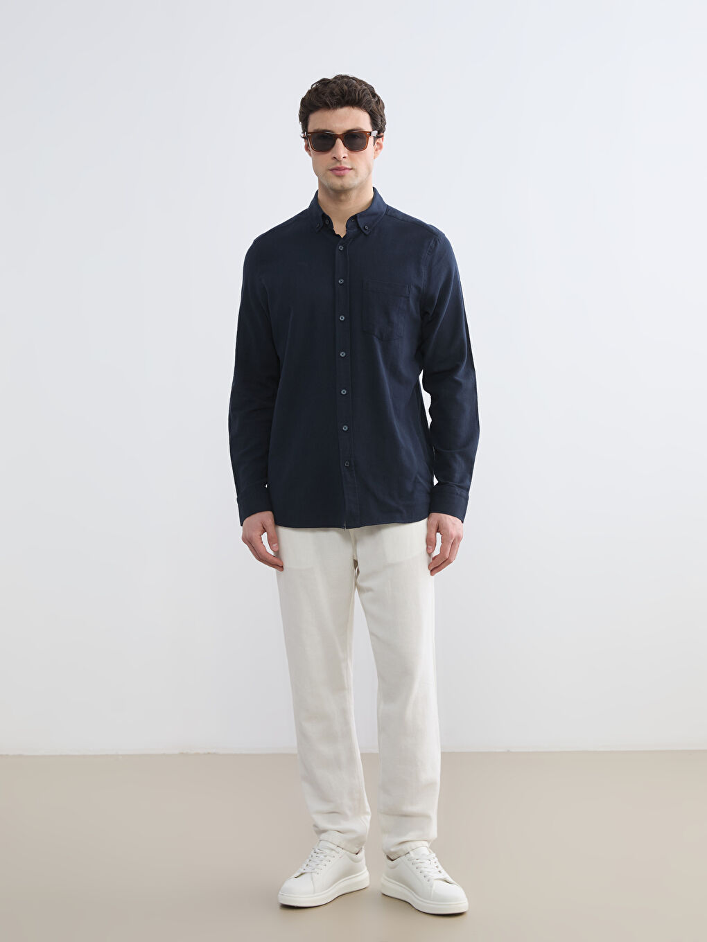 Men's Regular Fit Linen Blend Shirt-1