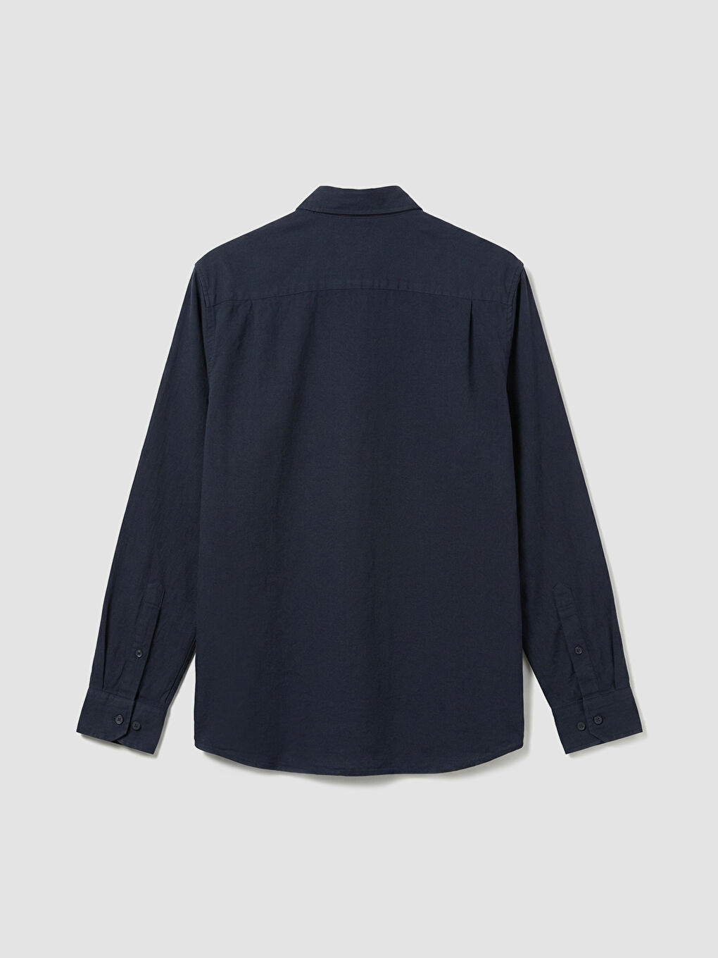 Lacivert Regular Fit Keten Karışımlı Erkek Gömlek-1