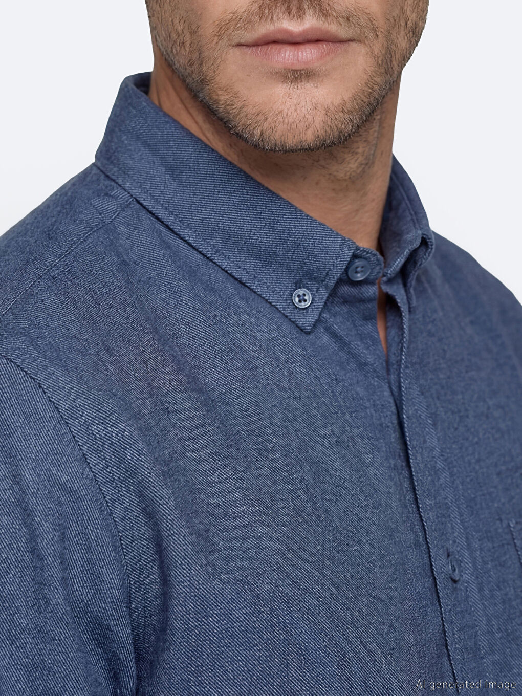 İndigo Regular Fit Keten Karışımlı Erkek Gömlek-2