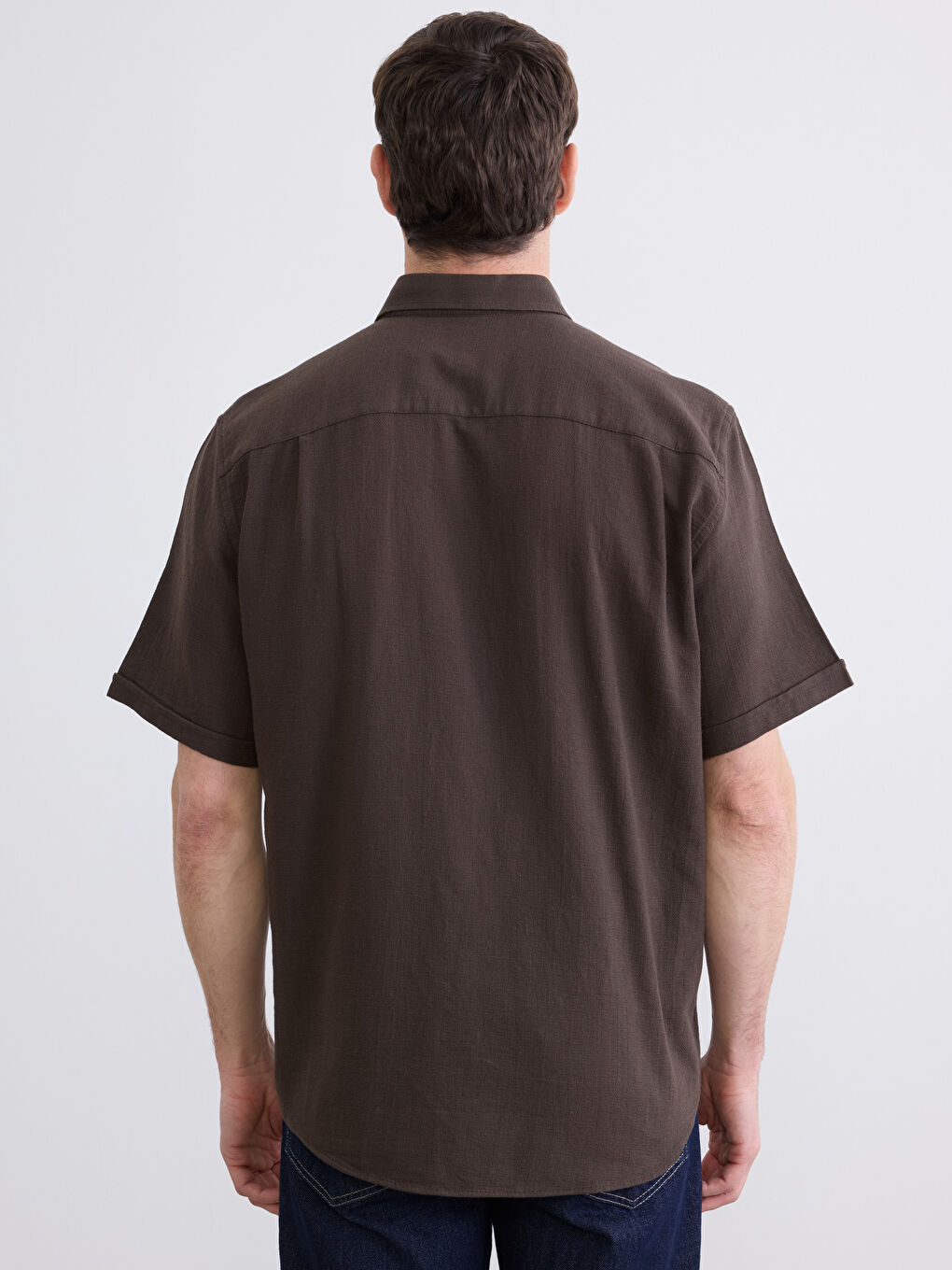 Kahverengi Regular Fit Poplin Erkek Gömlek-3