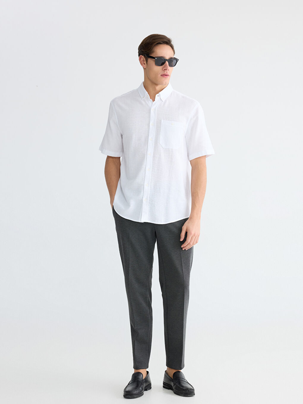 Beyaz Regular Fit Poplin Erkek Gömlek-1