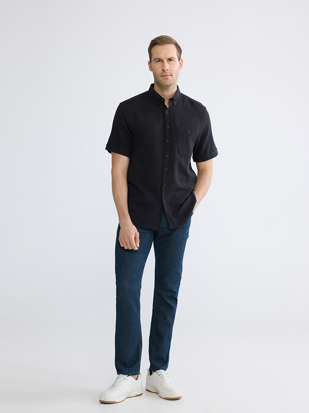 Men's Regular Fit Poplin Shirt-1