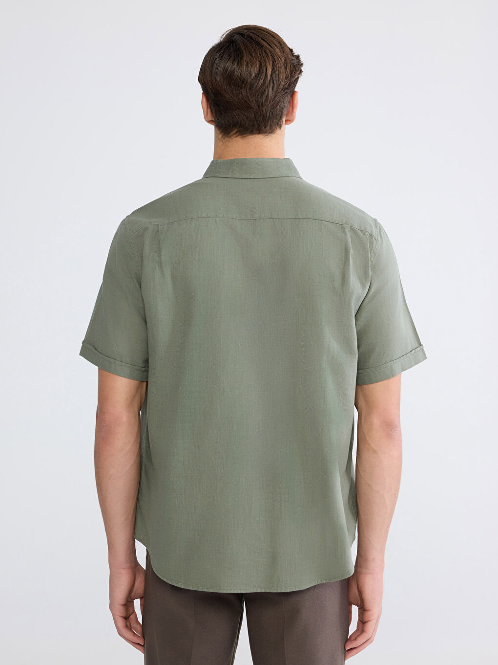 Haki Regular Fit Poplin Erkek Gömlek-3