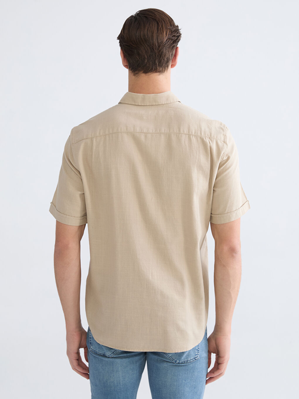 Bej Regular Fit Poplin Erkek Gömlek-6