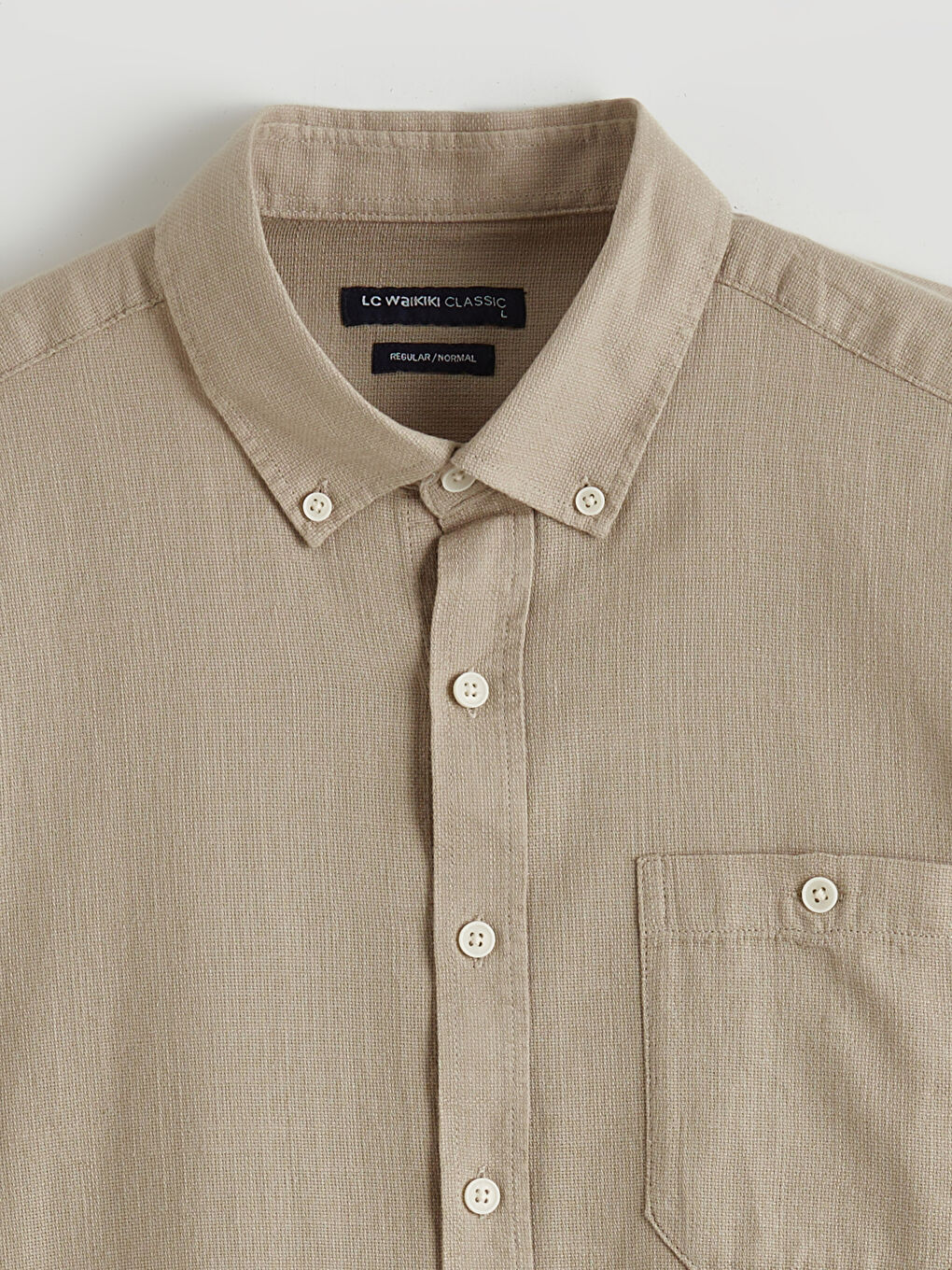 Bej Regular Fit Poplin Erkek Gömlek-9