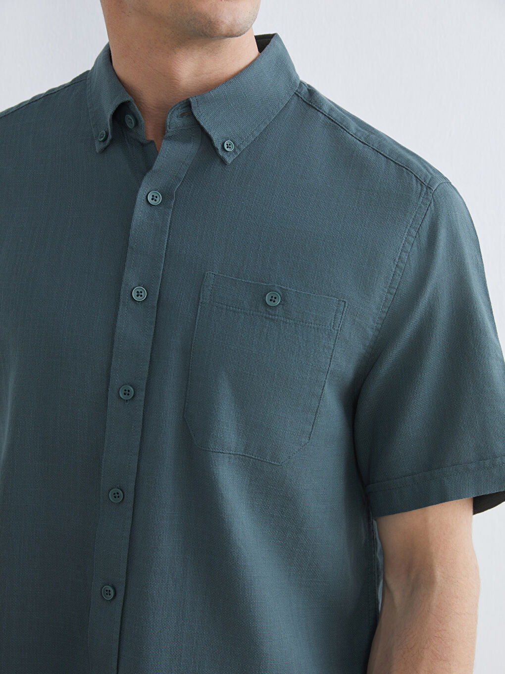 Yeşil Regular Fit Poplin Erkek Gömlek-4