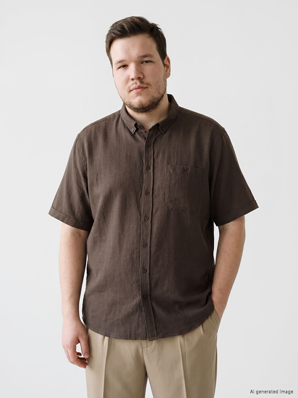 Kahverengi Regular Fit Poplin Erkek Gömlek