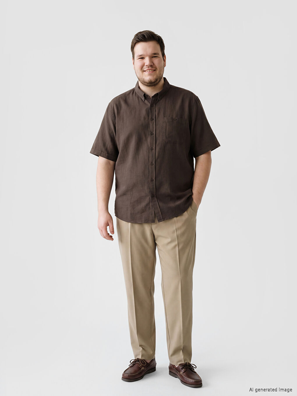 Kahverengi Regular Fit Poplin Erkek Gömlek-1
