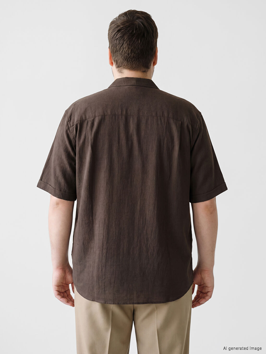 Kahverengi Regular Fit Poplin Erkek Gömlek-3