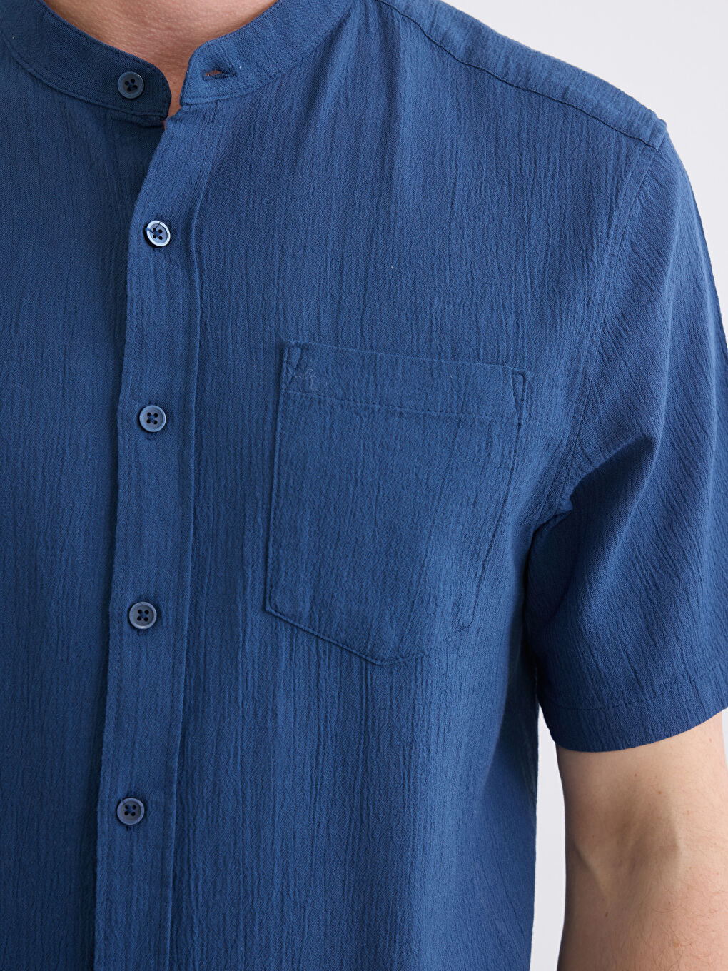 İndigo Regular Fit Keten Görünümlü Erkek Gömlek-2