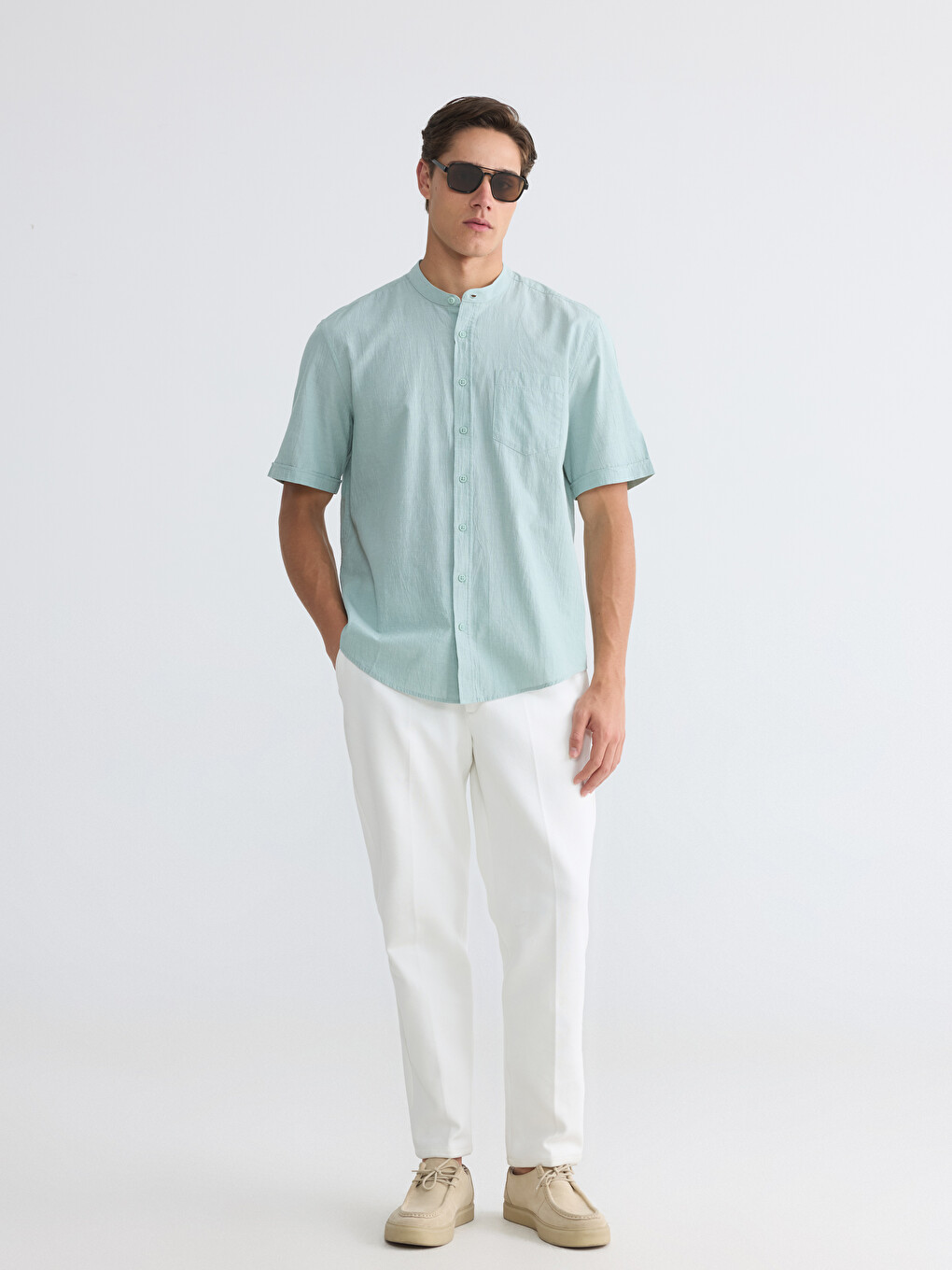 Regular Fit Linen-Look Men's Shirt	-1