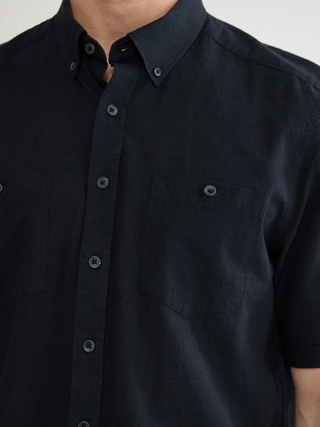 Siyah Regular Fit Poplin Erkek Gömlek-2