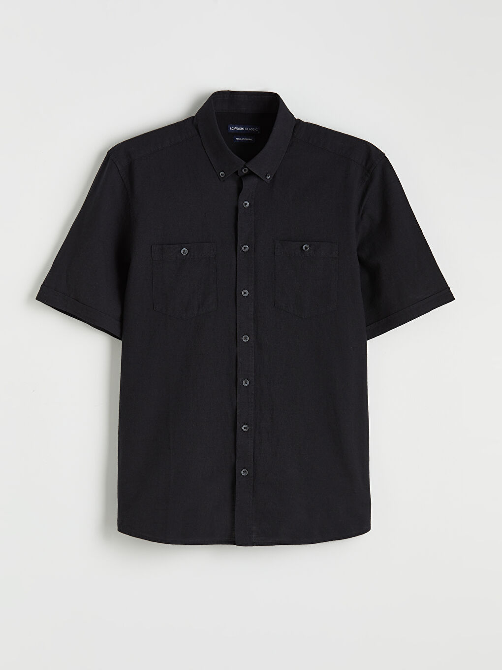 Siyah Regular Fit Poplin Erkek Gömlek-4