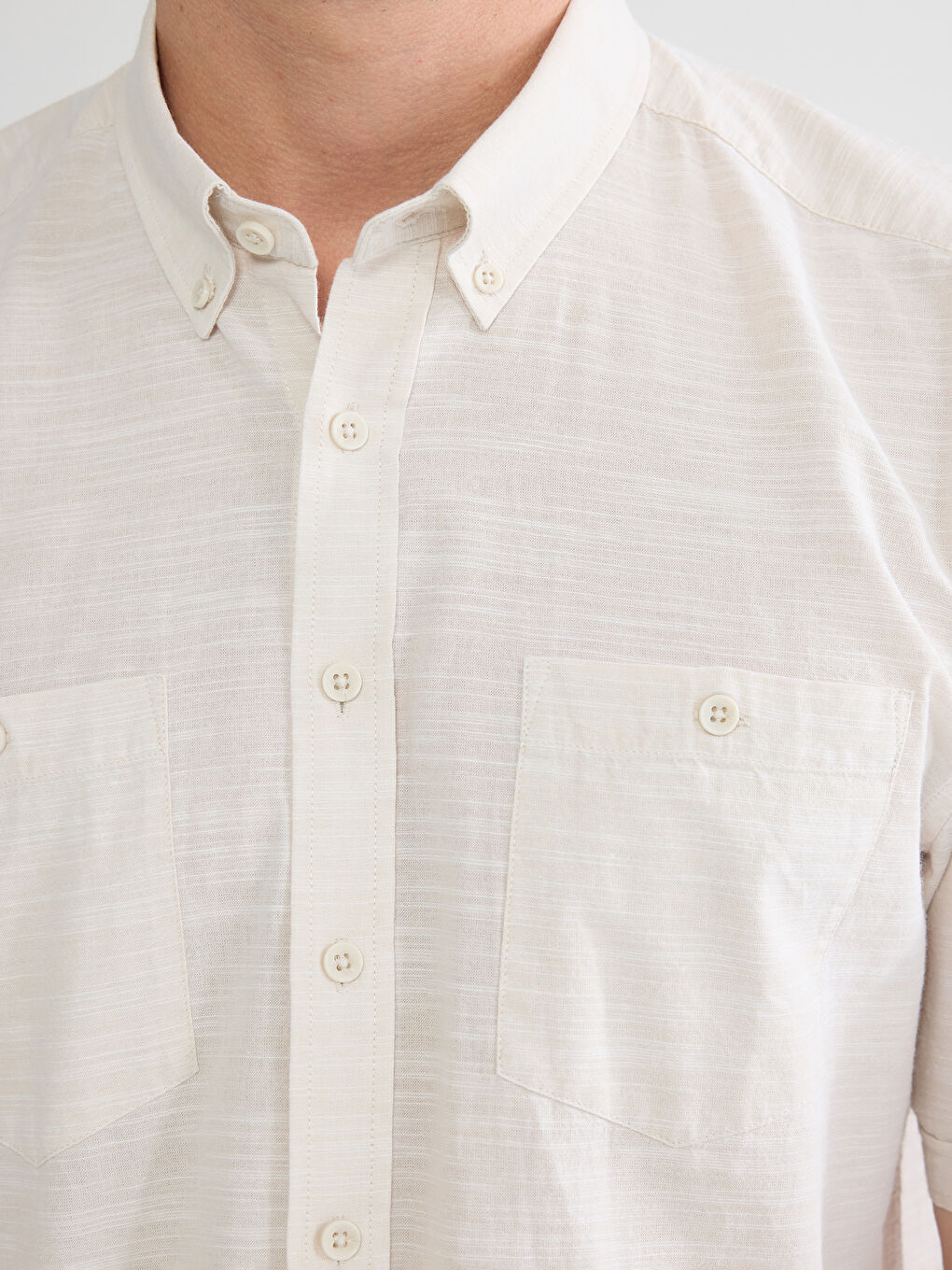 Bej Regular Fit Poplin Erkek Gömlek-2