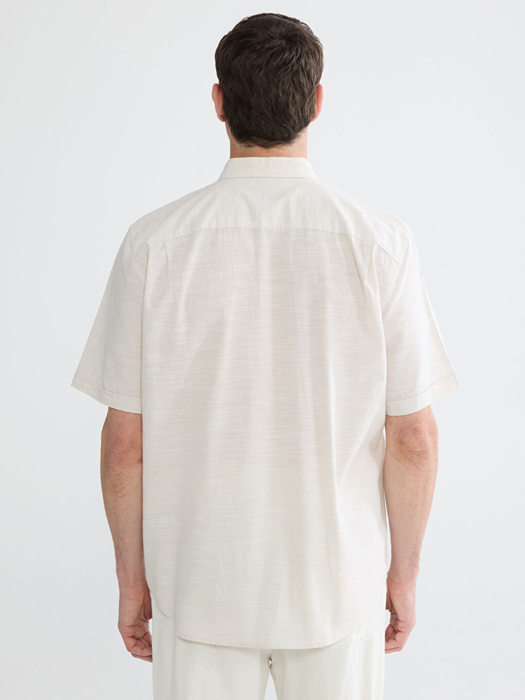 Bej Regular Fit Poplin Erkek Gömlek-3