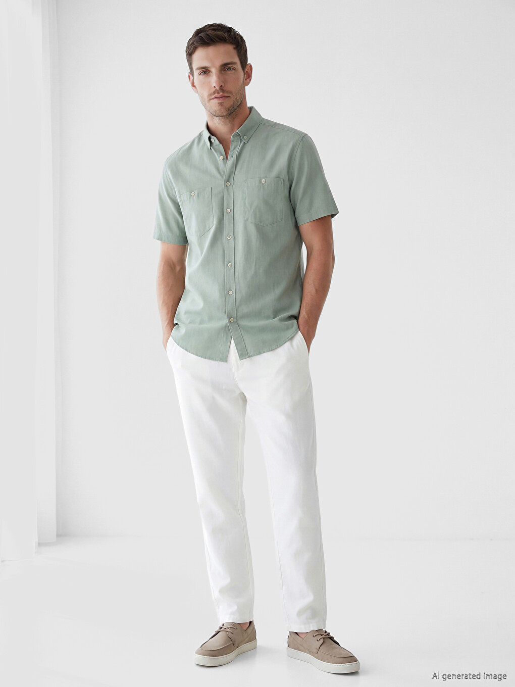 Regular Fit Poplin Men's Shirt-1