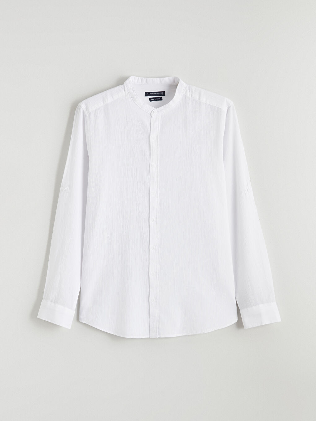 Regular Fit Crinkle Men's Grandad Collar Shirt-4