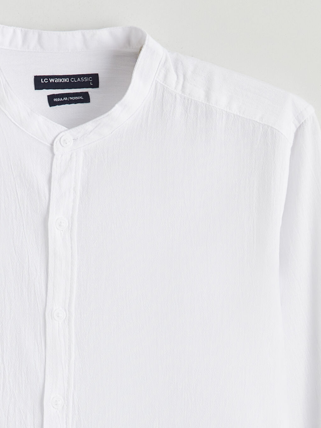 Regular Fit Crinkle Men's Grandad Collar Shirt-5