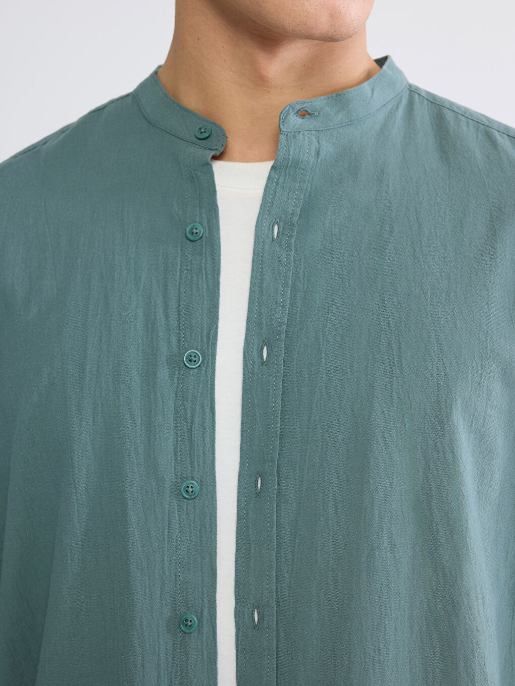 Звичайний крій зморшкувата плісирована сорочка для чоловіків-4