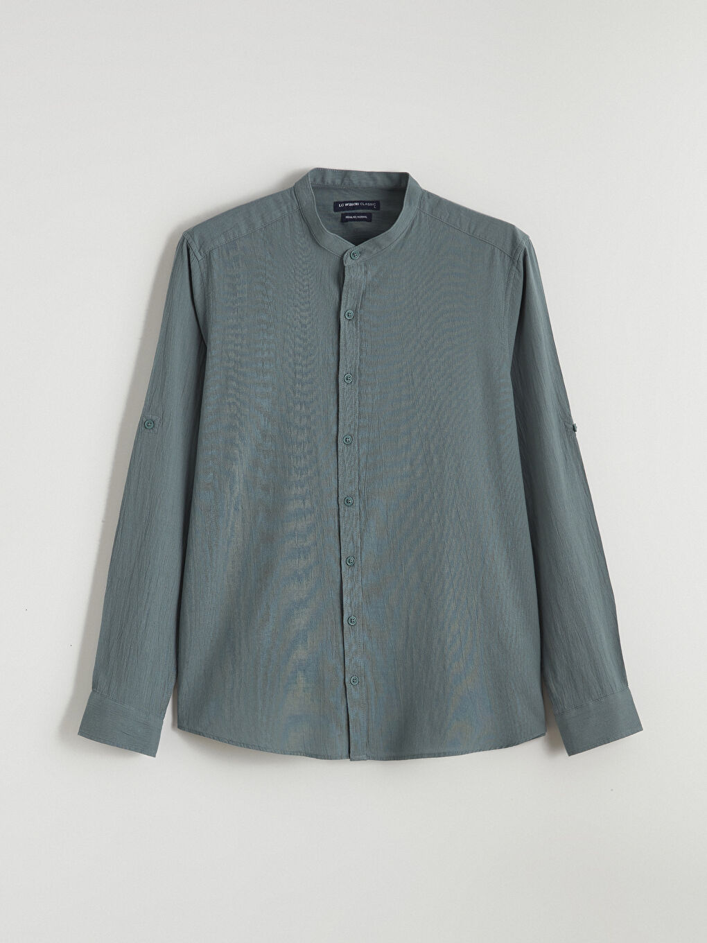 Звичайний крій зморшкувата плісирована сорочка для чоловіків-7