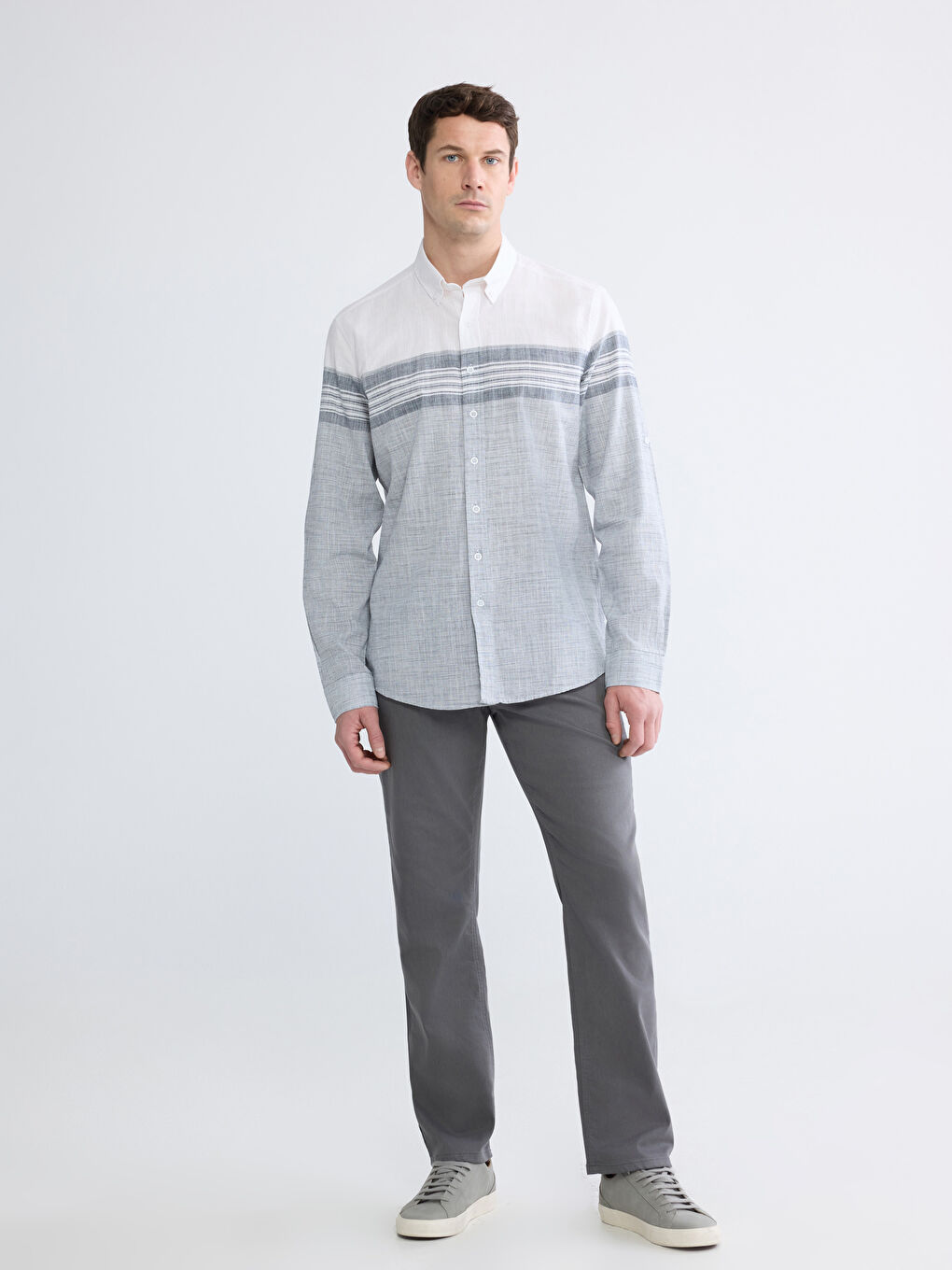 İndigo Regular Fit Çizgili Erkek Gömlek-1