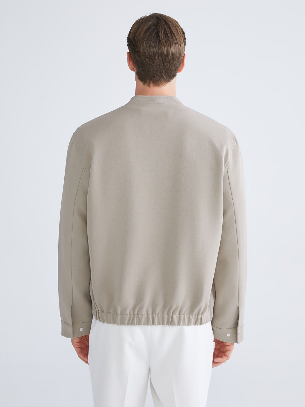 Bej Standart Kalıp Kolej Yaka Bomber Erkek Mont-4