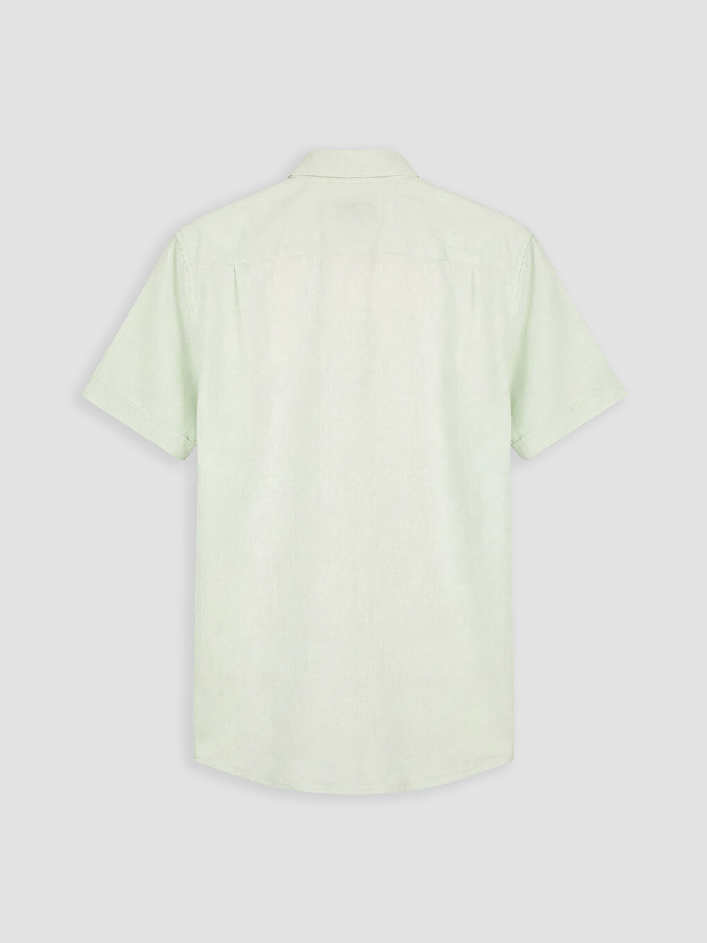 Yeşil Regular Fit Keten Karışımlı Erkek Gömlek-2