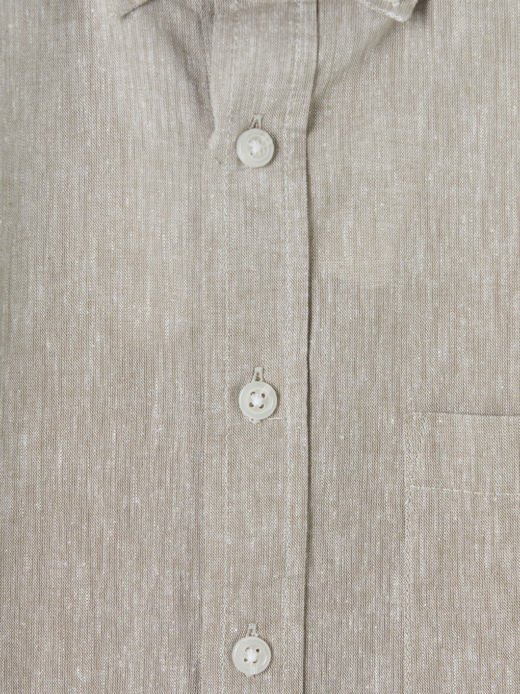 Bej Regular Fit Keten Karışımlı Erkek Gömlek-2