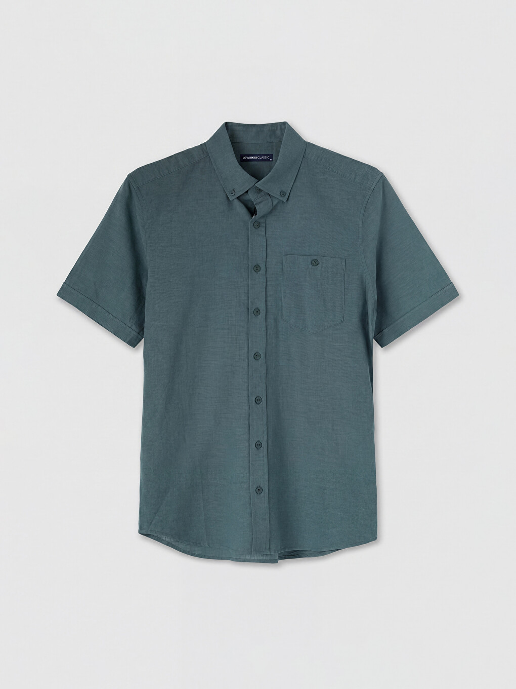 Yeşil Regular Fit Keten Karışımlı Erkek Gömlek-4