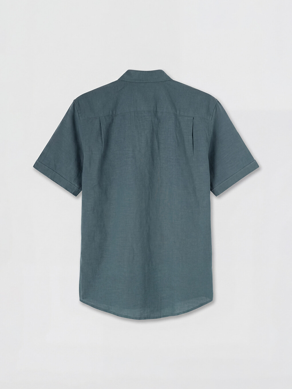 Yeşil Regular Fit Keten Karışımlı Erkek Gömlek-5