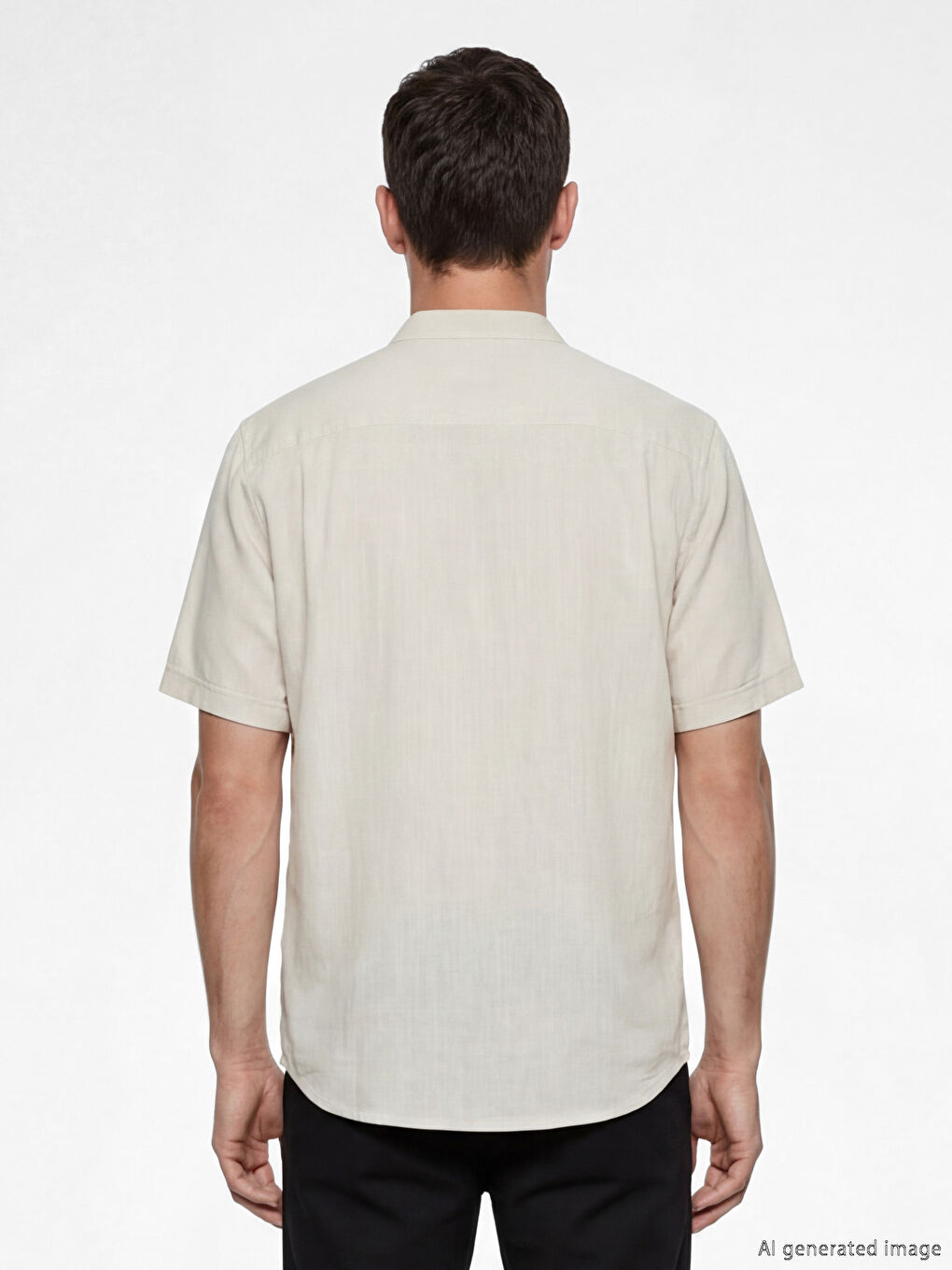 Bej Regular Fit Keten Karışımlı Erkek Gömlek-3