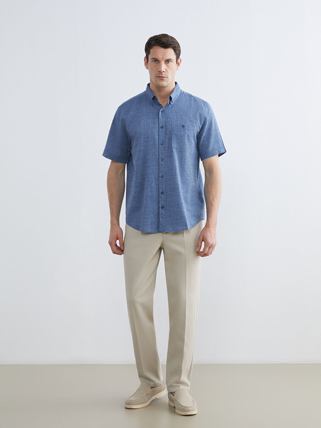 Regular Fit Linen Blend Men's Shirt	
-2