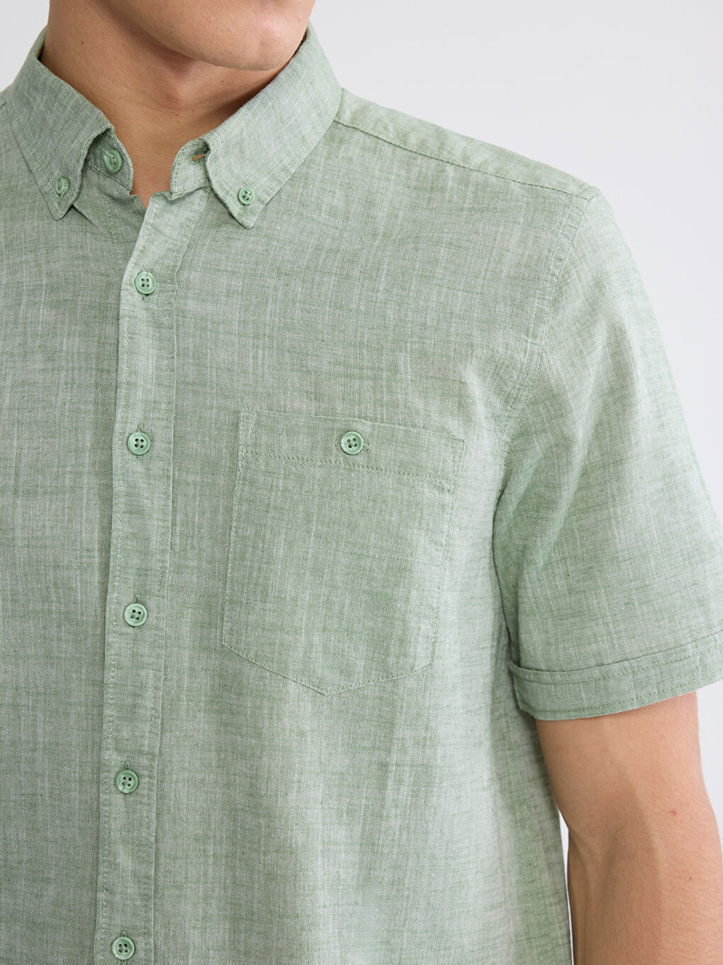 Cămașă Regular Basic Amestec de In Bărbați-4