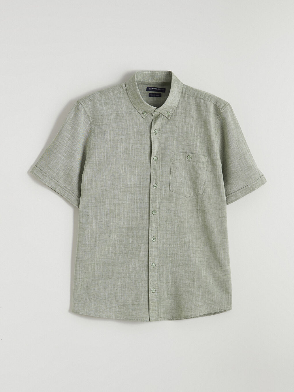 Cămașă Regular Basic Amestec de In Bărbați-8