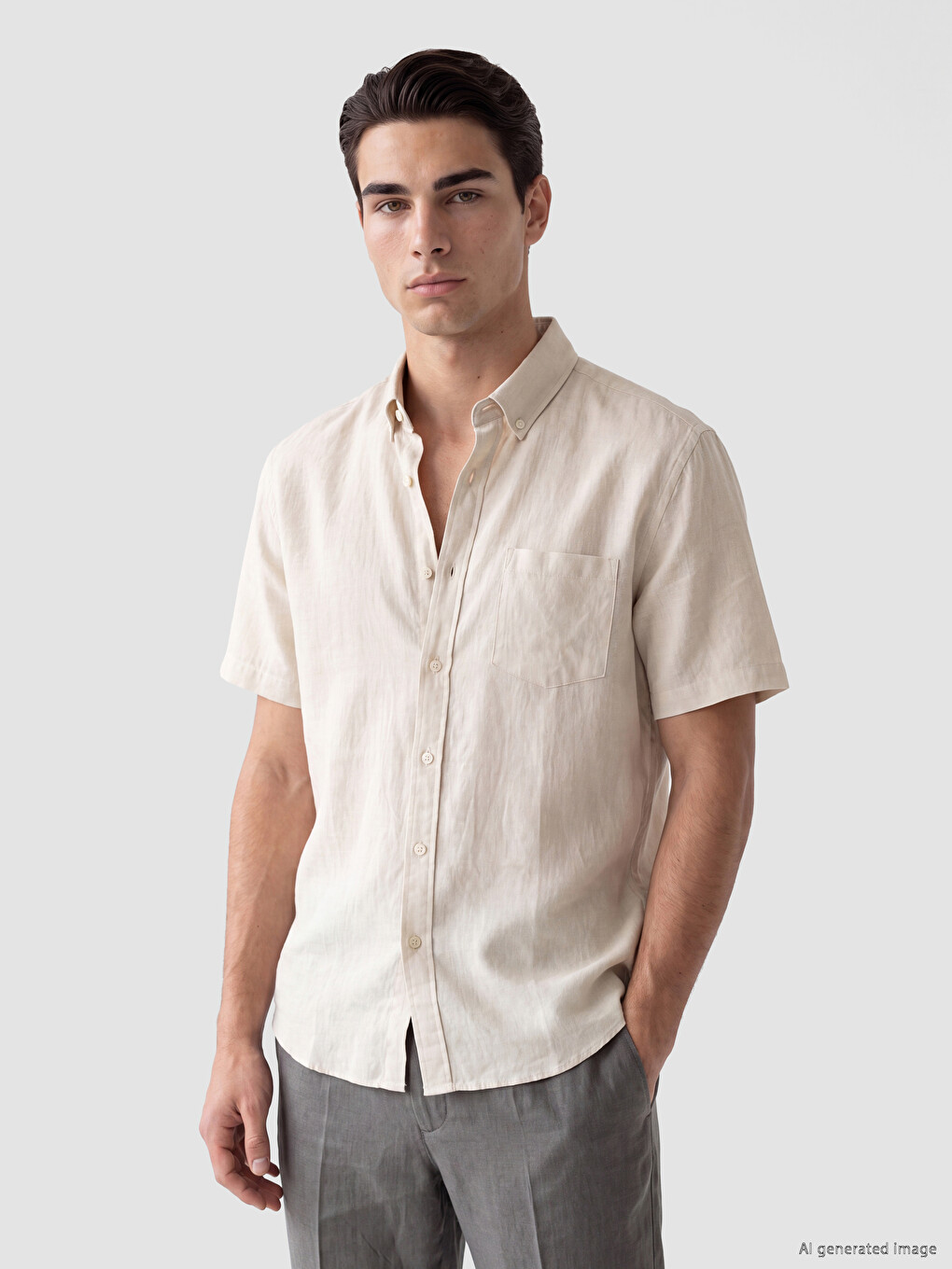 Regular Fit Linen Blend Men's Shirt