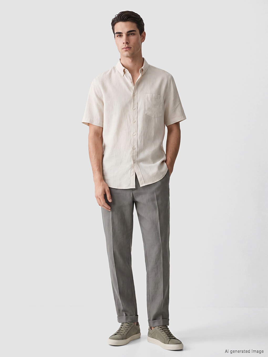 Regular Fit Linen Blend Men's Shirt-1
