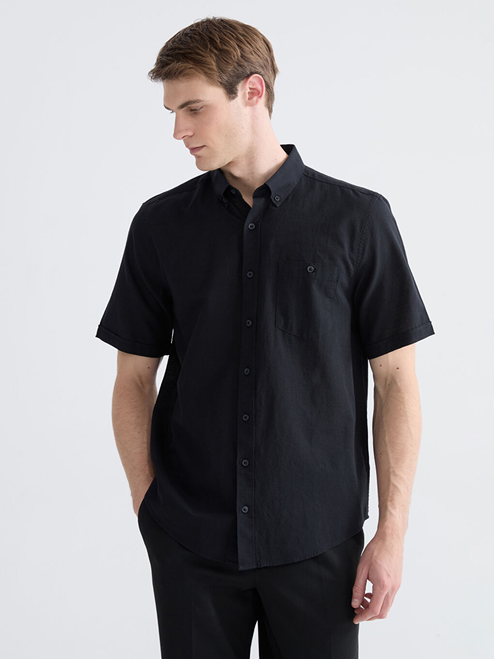 regular fit зығыр қоспасынан ерлер жейдесі-1