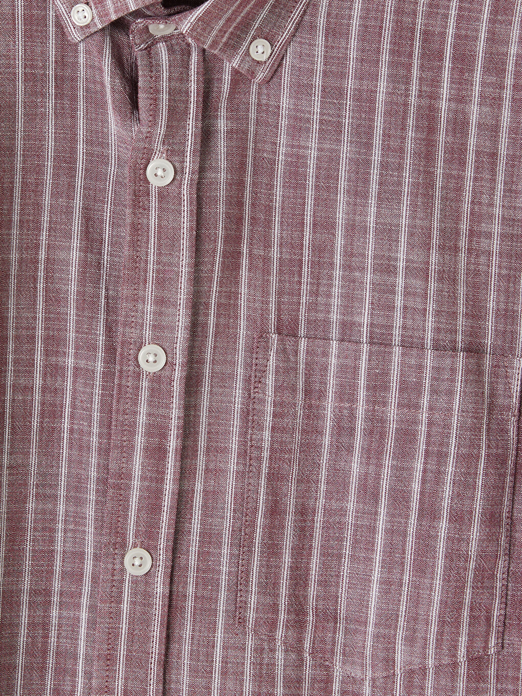 Bordo Regular Fit Çizgili Poplin Erkek Gömlek-1