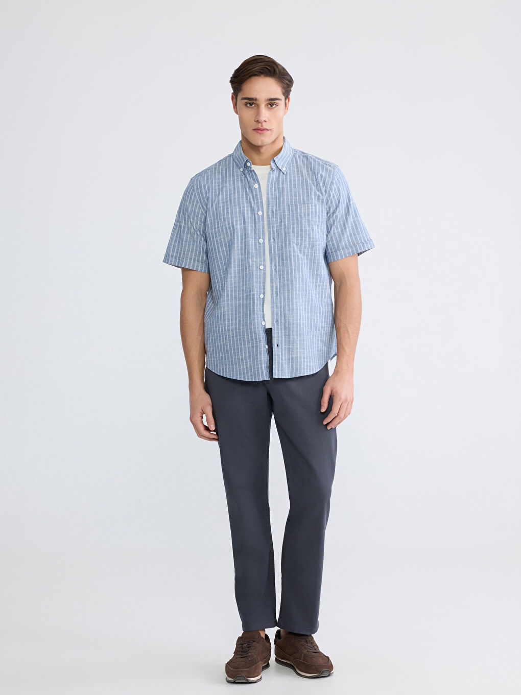 Άνδρας ΜΠΛΕ ΜΑΡΙΝ Πουκάμισο-1