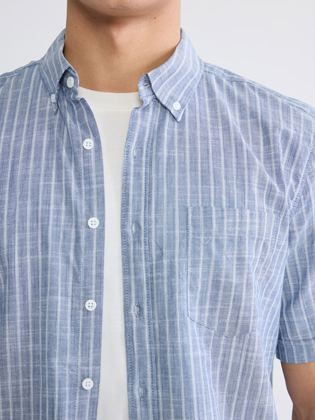 Άνδρας ΜΠΛΕ ΜΑΡΙΝ Πουκάμισο-2