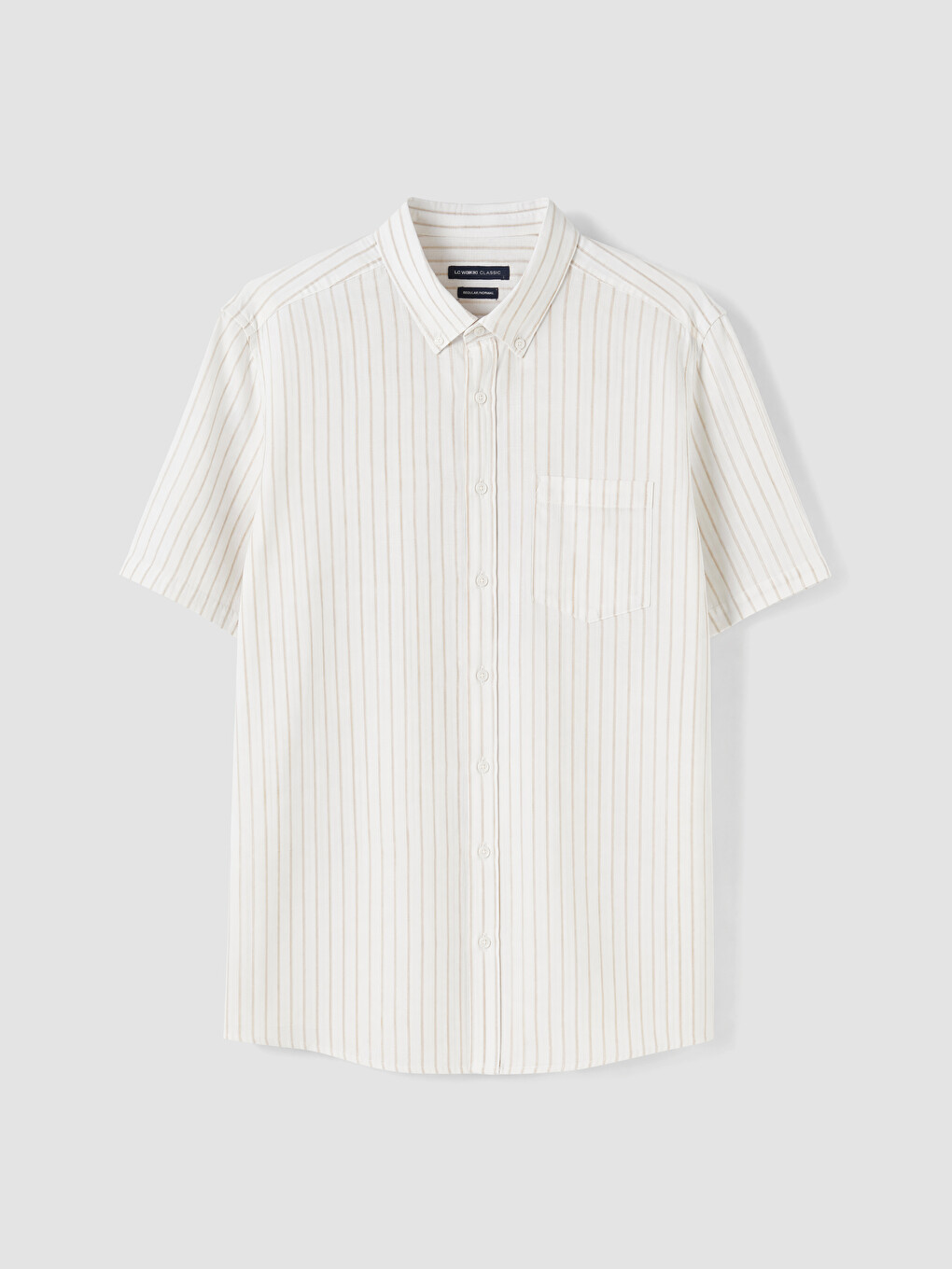 Sarı Regular Fit Çizgili Poplin Erkek Gömlek