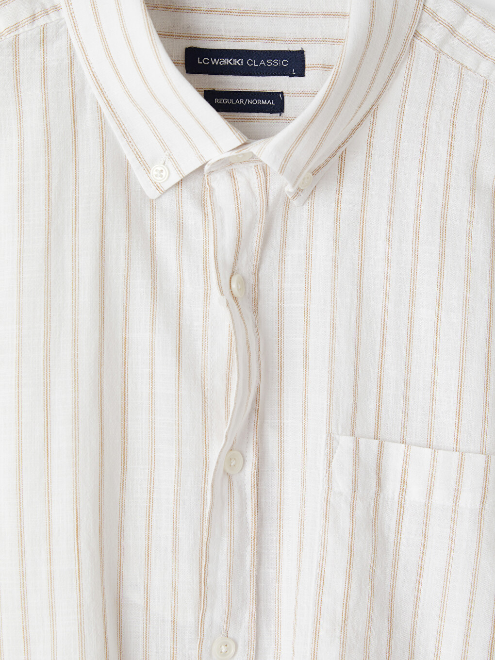 Sarı Regular Fit Çizgili Poplin Erkek Gömlek-1