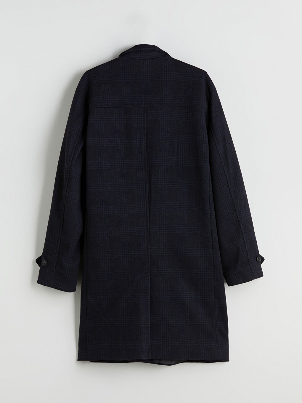 Lacivert Standart Kalıp Ceket Yaka Erkek Kaşe Kaban-7